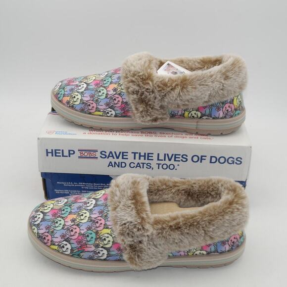 NEW Skechers Bobs Women's 6 Wide Too Cozy Doodles Dogs Slippers Indoor Outdoor - Picture 2 of 10
